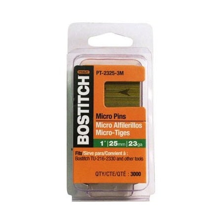 Bostitch Collated Pin Nail, 1 in L, 23 ga PT-2325-3M
